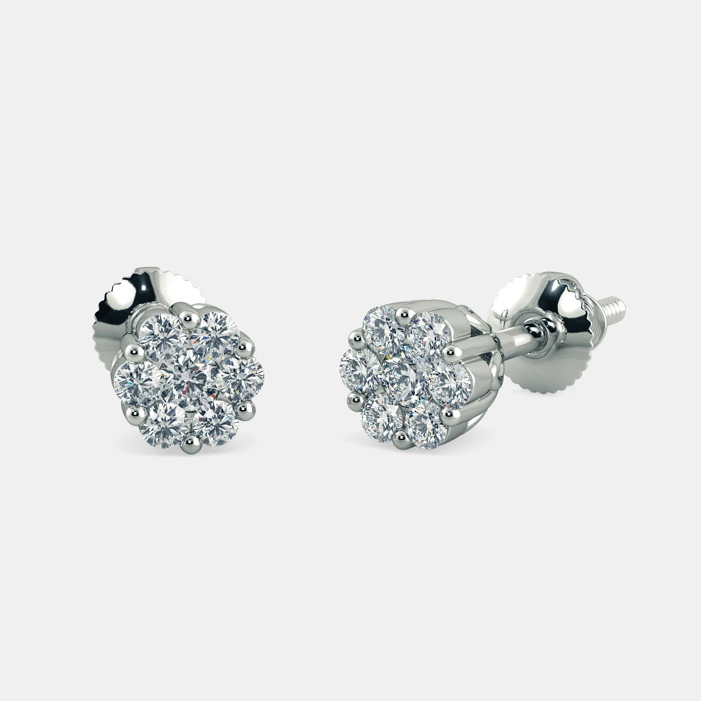 Diamond Cluster Stud Earrings