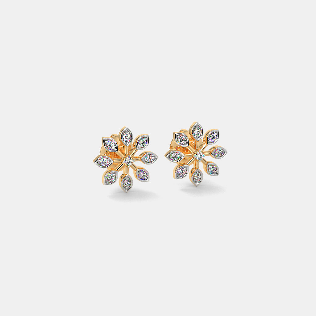 Diamond Flower Stud Earrings