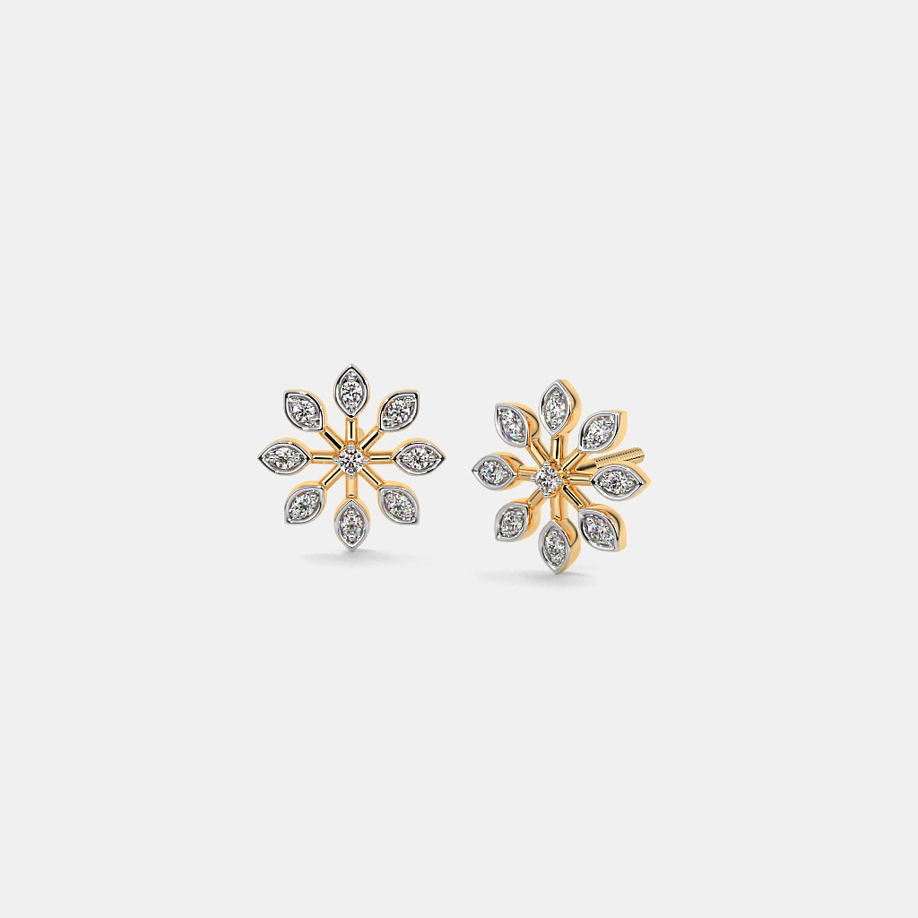 Diamond Flower Stud Earrings